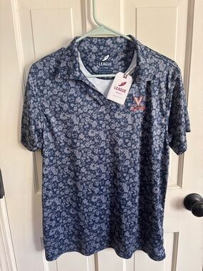 League Blue Floral Polo with Orange Virginia 'V' Accent